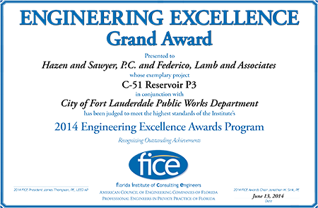 2014 Grand Award for Engineering Excellence from the Florida Institute of Consulting Engineers
